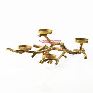 Bougeoir d'arbre de branche d'or avec centre de table de mariage votif en verre - Product Image 4