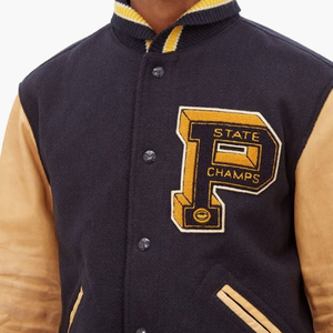 Hombres Moda Letterman Chaqueta De Cuero Hombres - Product Image 2