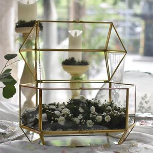 <b>Large</b> Geometric Glass Card <b>Box</b> Wedding Keepsake Recipe Reception Card Envelope Holder Display <b>Gift</b> Card <b>Box</b> with Swing Lid NCYP - Product Image 1