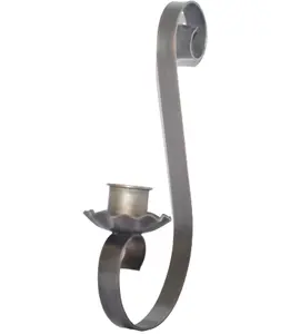 Candelabro de pared de diseño antiguo, soporte de METAL y ZINC antiguo para colgar en la pared, color gris - Product Image 1