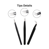 Kit de pinces à épiler professionnelles en acier inoxydable anti-acide de haute qualité pour extensions de cils, isolation et volume classique