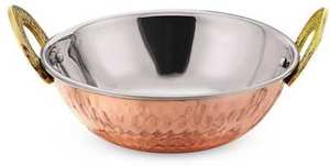 Nueva Llegada de Fábrica, Olla Kadai de Acero Inoxidable con Interior de Metal y Cuerpo de Cobre Antiadherente para Cocina de Hotel, 2000 ml, Logotipo Personalizado - Product Image 2