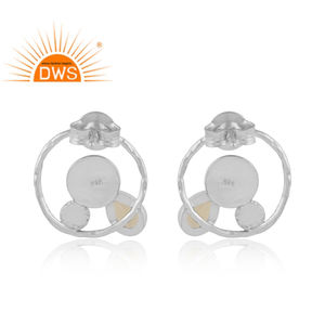 ต่างหูเม็ดเดี่ยวอัญมณีซิทรีนทรงกลมดีไซน์เนอร์เครื่องประดับเงิน925ชั้นดีเป็นของขวัญสำหรับผู้หญิง - Product Image 3