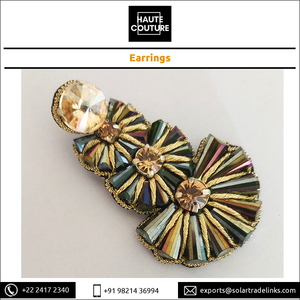 Factory Direct Supply OEM Custom Brand Hand Embroidered Handmade <b>Rainbow</b> Topaz Cone Crystal Stones <b>Drop</b> Earrings - Product Image 6