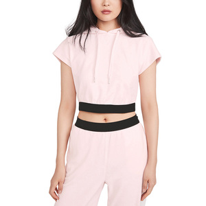 Sweats à capuche courts de haute qualité pour femmes, pull à capuche avec rayures à vendre - Product Image 3