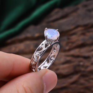 Natural Rainbow Moonstone Blue Fire 3.8 Gram Faceted Round Gemstone 92.5 Sterling Silver Handmade <b>Finger</b> <b>Ring</b> - Product Image 3