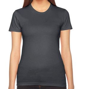 Camiseta de manga corta para mujer, camiseta de color asfáltico, cuello redondo en blanco, colores y tamaños personalizados - Product Image 1
