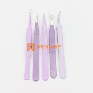 Pince à épiler pour cils en acier inoxydable violet durable de marque privée pointe pointue pour extensions d'application manuelle - Product Image 5