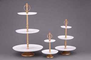 Best Selling CE Certified White Base Aluminum Metal <b>Silver</b> <b>Top</b> Heat Resistant 2-3 Tier Cake Stand Home Wedding Party Christmas - Product Image 2