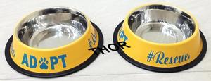 De acero inoxidable de perro con Base de goma amarillo conjunto de 2 perros mascotas tazón alimentador Base de goma antideslizante no Skid cuencos de acero - Product Image 2