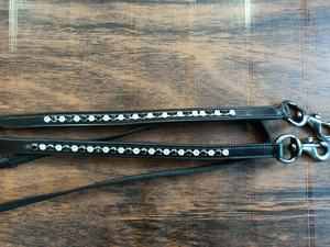 Rênes de cheval occidentales en cuir avec boucle en laiton cristallisé, durables, de haute qualité, portables, blanches et noires, équipement équestre - Product Image 2