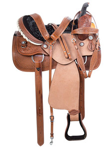 Ensemble de selle anglaise en cuir de qualité supérieure Barrel Racing Western Horse Tack Plusieurs tailles 14 "-18" et couleurs disponibles - Product Image 3
