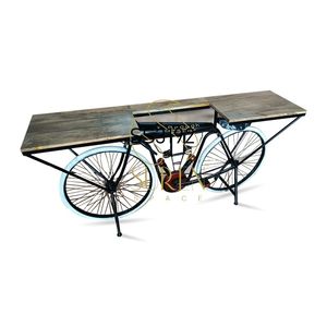 Chariot de bar industriel SUREN SPACE SS3192 avec plateau en bois massif et rangement pour vin, idéal pour le mobilier de salon - Product Image 2