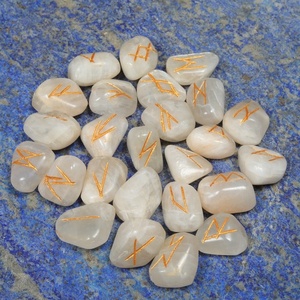 Indian Moonstone Tumbled Rune Stones Set - Product Image 1