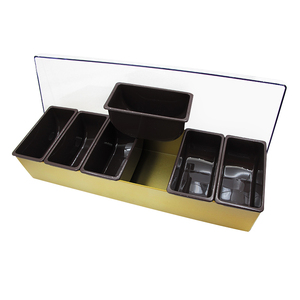 Custom Logo Stainless Steel Condiment Caddy 6 Compartment <b>Bar</b> <b>Tools</b> Cocktail Garnish Holder Modern Reusable - Product Image 4
