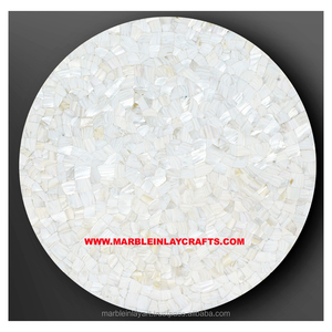 Mesita de centro con concha de mar, Perla madre blanca - Product Image 1