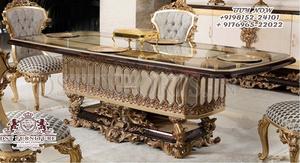 Muebles lujosos del Real Mansion para comedor, muebles metálicos dorados y negros de madera clásica - Product Image 3