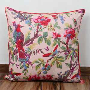 Housse de coussin en coton pur pour salon et chambre à coucher, motif géométrique d'oiseaux, artisanat artisanal, ignifuge, antistatique, décoration d'intérieur - Product Image 1