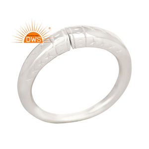 White Rhodium Plated Solid 925 Sterling Silver Handmade Open Able <b>Adjustable</b> <b>Ring</b> Plain Silver Jewelry Manufacturer - Product Image 1