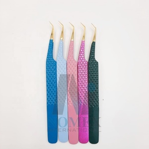 Pince à épiler d'extension de cils Volume de 45 degrés Points plaqués or de couleur personnalisée Outils de beauté et de cils aux prix de gros - Product Image 1