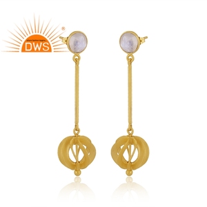 Dernière conception naturelle arc-en-ciel lune pierre gemme balancent boucle d'oreille pour les femmes bijoux de mode pour les femmes cadeau pour elle - Product Image 2