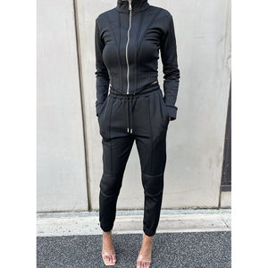 Veste de survêtement corset de peinture personnalisée pour femmes noir hiver fermeture éclair respirant teint uni vente en gros - Product Image 4