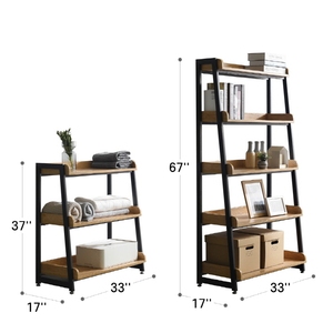 Shelf Ladder Bookshelf Bookcase Wood Iron Display Storage Rack Industrial <b>Shelving</b> Display Rack - Product Image 3