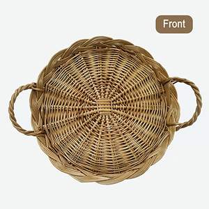 Bandeja de servicio de ratán Premium con asas de gran tamaño, perfecta para vajilla y utensilios de cocina para restaurantes - Product Image 4