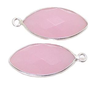 Connecteur fait main en argent Sterling 925 calcédoine rose pierre précieuse forme de poire lunette à facettes plaqué argent fabrication de bijoux en laiton - Product Image 1