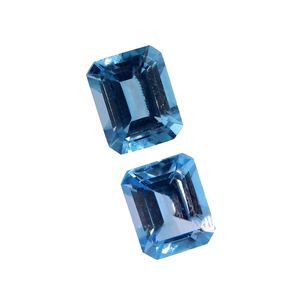 Vincitore del premio semiprezioso topazio blu coppia di 2 pietre preziose smeraldo fornitore naturale di ottagono sfaccettato gemme 10X8 Mm taglio smeraldo