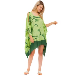 Tropical Floral Print Rayon <strong>Kaftan</strong> Woven Dress Women Beachwear Loose Fit <strong>Summer</strong> Cover up - Product Image 3
