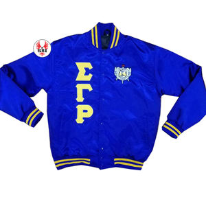 Blouson aviateur personnalisé Sigma Gamma Rho Sorority en satin de couleur brodée - Product Image 3