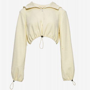 เสื้อครอปท็อปมีฮู้ดสำหรับผู้หญิง OEM 2026 แฟชั่นเสื้อสเวตเชิ้ตผ้าฟลีซแบบสวมหัว  รุ่นใหม่  รับสกรีนโลโก้ตามแบบ - Product Image 5