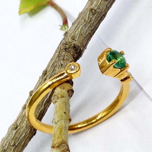 Bagues ouvertes plaquées en argent Sterling 925, bijoux classe personnalisés en pierre précieuse à facettes, pour tous les jours, vente en gros - Product Image 3