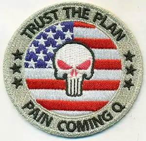 Parches de parche bordado, TRUST THE PLAN Coming q-trump El castigador WWG1WGA Q ANON, bordado de conejo blanco