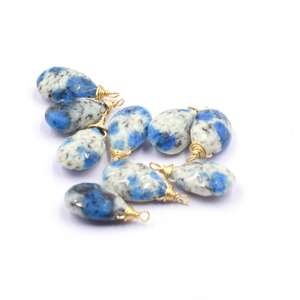 Colgante de Plata con Bisel en Forma de Pera de Jaspe K2 de 17 a 19 mm con Baño de Oro - Product Image 3