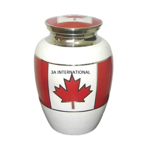 Customized Logo Decorative Metal Urn <b>for</b> Human <b>Ashes</b> Luxury Blue Jar Palm Leaf Cremation Urns at Inexpensive Price - Product Image 1