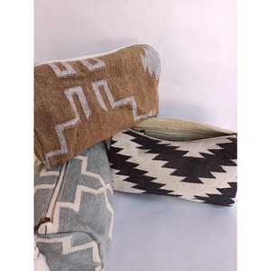 Sac de commodité géométrique en toile de coton, sacs à cosmétiques en toile de coton faits à la main, pochette à cosmétiques - Product Image 3