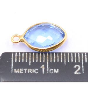 Topacio Azul Suizo, Cuarzo, Forma Marquesa, Engaste de Plata, 15 a 17 mm, con Argolla, Colgante Chapado en Oro - Product Image 4