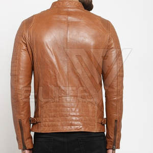 Veste en cuir slim d'occasion pour homme, prix de gros, col montant en toile, imperméable, respirante, réversible, coupe-vent, séchage rapide, coton - Product Image 3