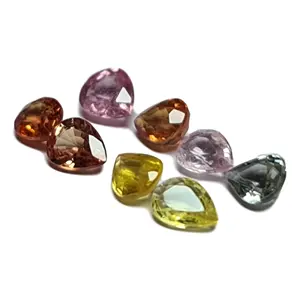 Faceted Natural Multi Sapphire Gemstone 5x4Mm Pear All Shapes And Sizes Cut On Custom Orders In Wholesale Prices In All Other Ty