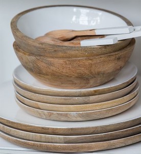 Cuencos de Madera de Mango Natural Hechos a Mano de Primera Calidad, Cuenco Decorativo de Madera para Mesa con Orificios para Alimentos - Product Image 3