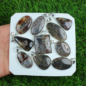 Pendentif en pierre précieuse d'agate turque, naturel, fait à la main, collier Boho, en argent plaqué, bijoux, cadeaux de mariage, nouvelle collection - Product Image 1