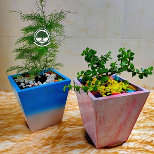 Maceta Cuadrada de Madera RIKSH, Tallada a Mano, Diseño Moderno, para Plantas de Interior, para Escritorio - Product Image 3