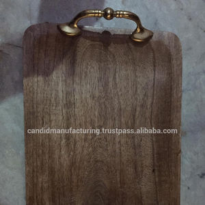 ถาดไม้ทรงสี่เหลี่ยมผืนผ้าพร้อมที่จับโลหะถาดไม้ของผู้ผลิตระดับพรีเมียม - Product Image 2