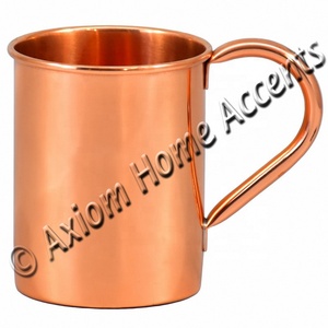 Taza de mula de Moscú de cobre sólido al por mayor más vendida en línea, taza de Julep de menta de cobre, mango martillado, acabado por Axiom Home Accents - Product Image 4