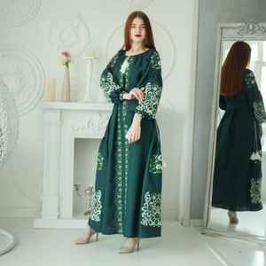 Sensuelle Ukraine mode haute exigence magnifique bleu blanc brodé parole longueur robe ukrainienne gland cravate Costume relaxant - Product Image 5