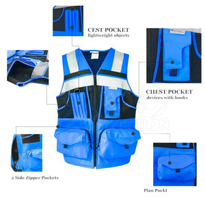 High Visibility Custom Logo Reflective Safety Vest Custom <b>Color</b> Safety Workwear Vest 100% Polyester Mesh Fluorescent Vest - Product Image 4