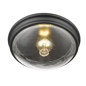 American Style 1-Light Simple Circle Flush Mount With Seeded Glass Shades Ceiling Fixture For Aisle Hallway