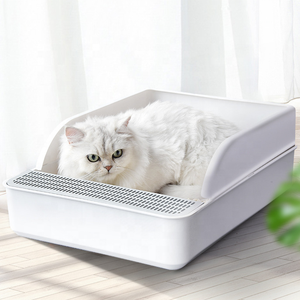 2020 New Arrival High Quality Extra Large Semi Closed Half Automatic Cleaning Tool Cat Toilet Plastic Cat Litter Box